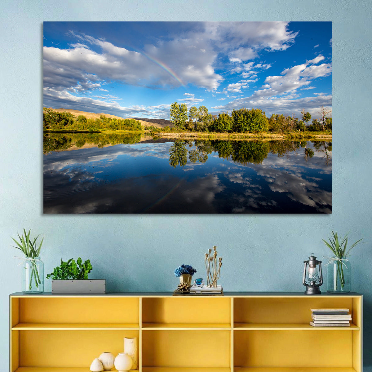 Boise River Rainbow Reflection Wall Art