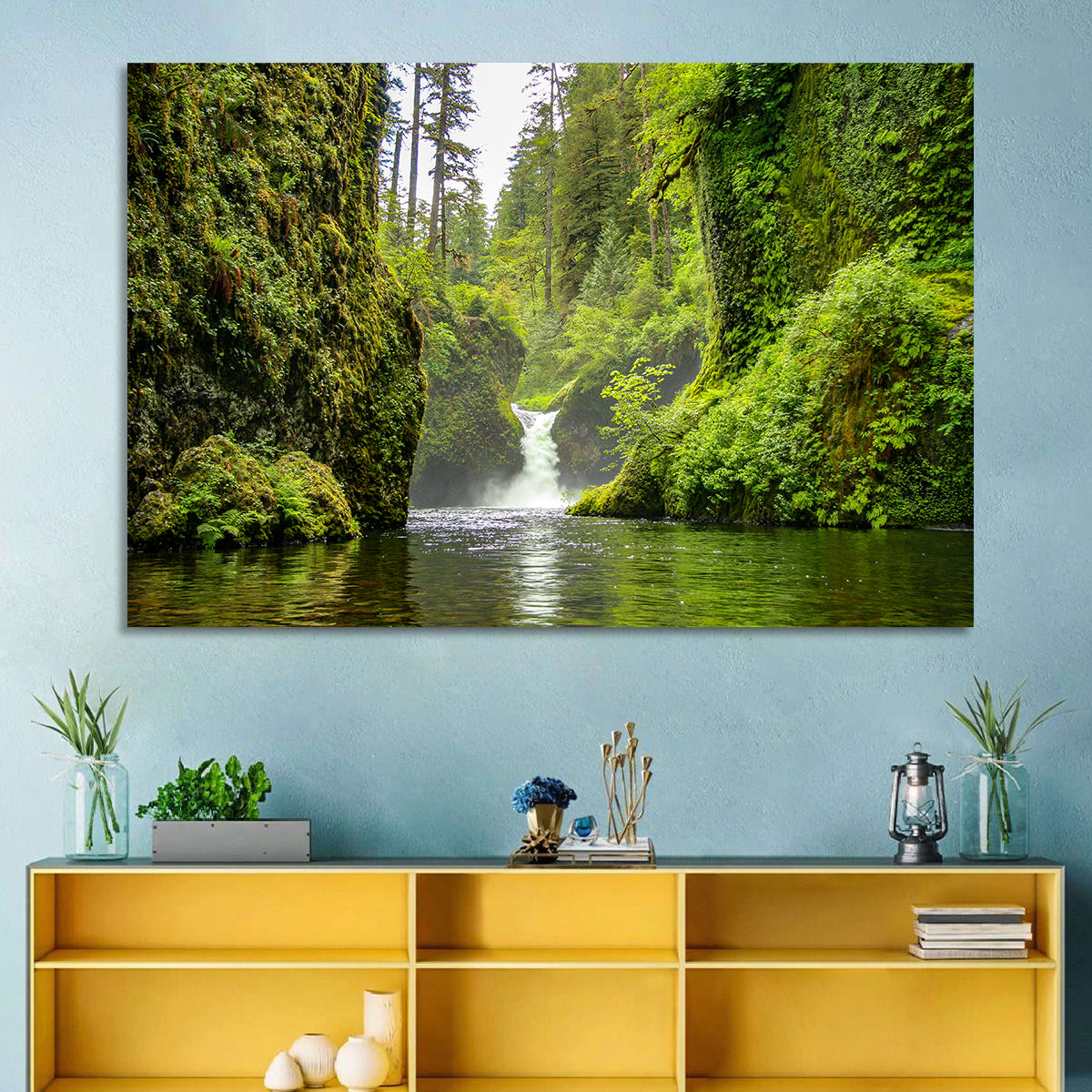 Punch Bowl Falls, Cascade Locks Wall Art in a room, landscape