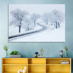 Misty Winter S-curve Road Wall Art