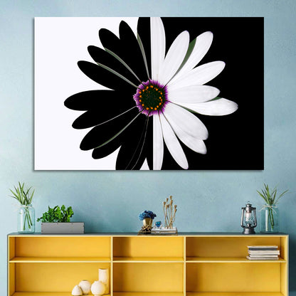 Black and White Daisy with Purple Ring Wall Art