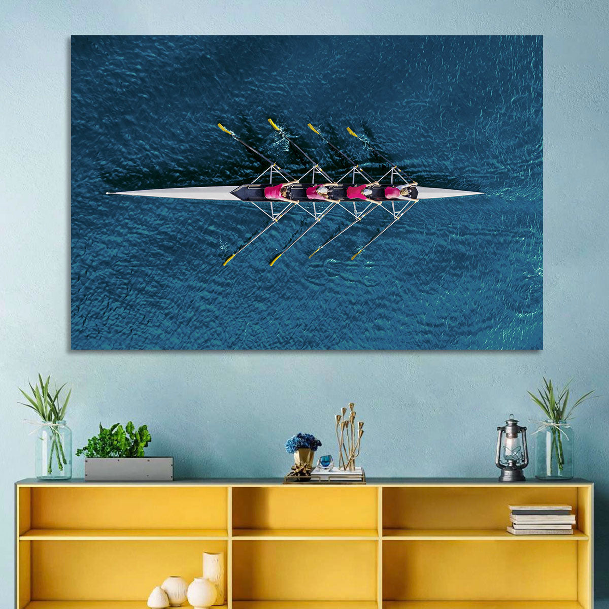 Four Rowers in Pink Shirts Wall Art