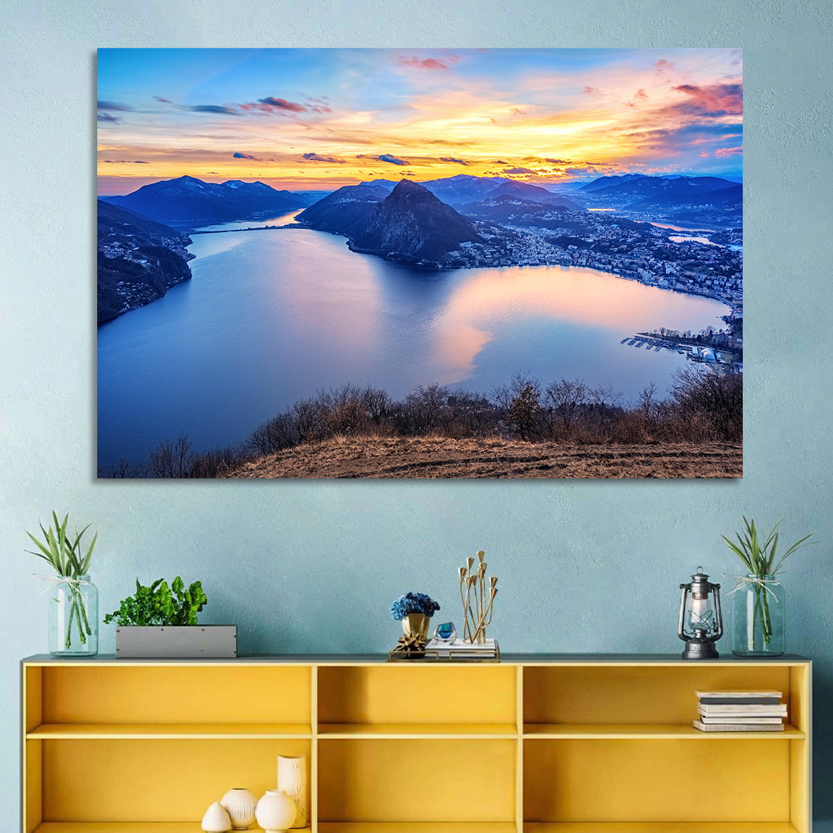 Sunset Over Lake Lugano Wall Art