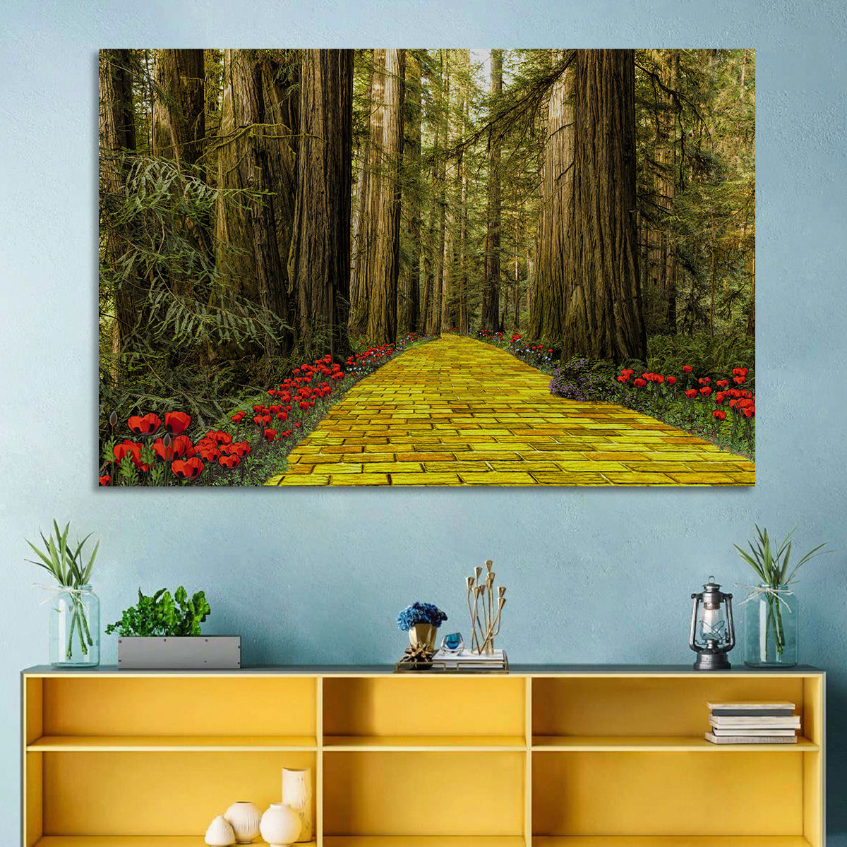 Yellow Brick Path Through Redwoods Wall Art
