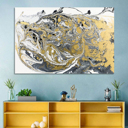 Metallic Gold Marbled Abstract Wall Art