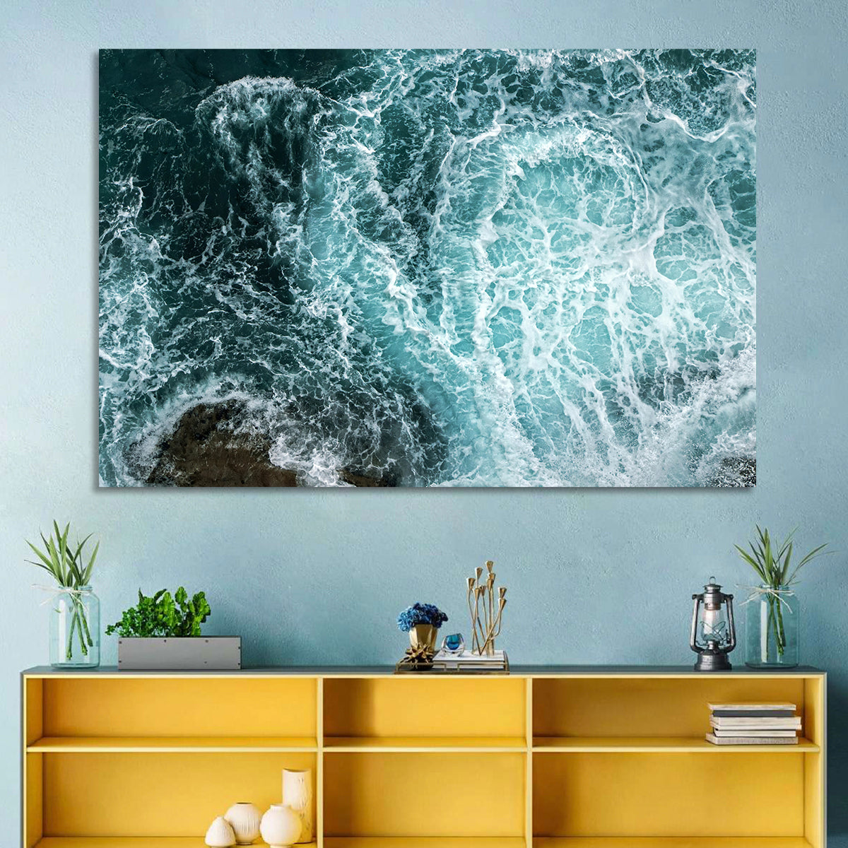 Aerial Ocean Waves with Sea Foam Wall Art