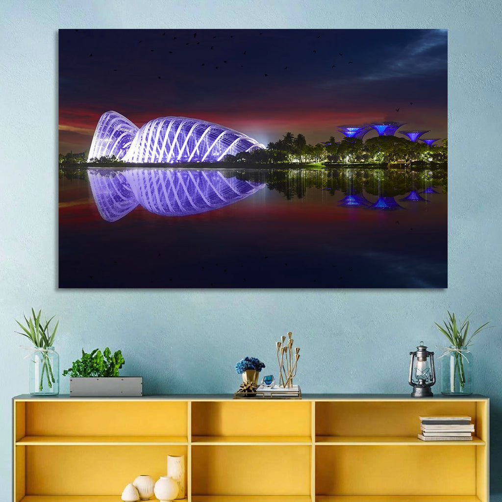 Gardens by the Bay Night Reflection Wall Art