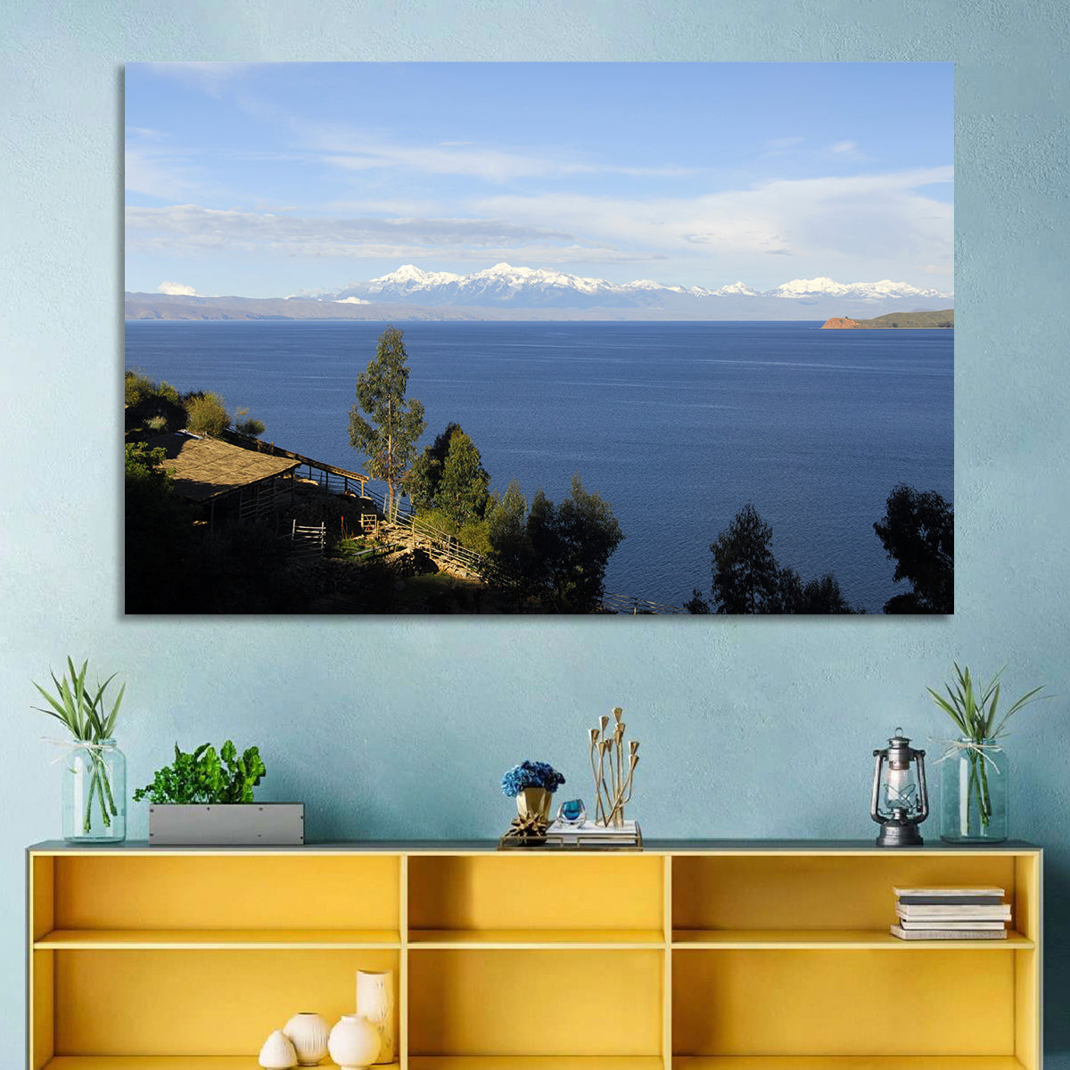 Lake Titicaca Thatched Roof View Wall Art