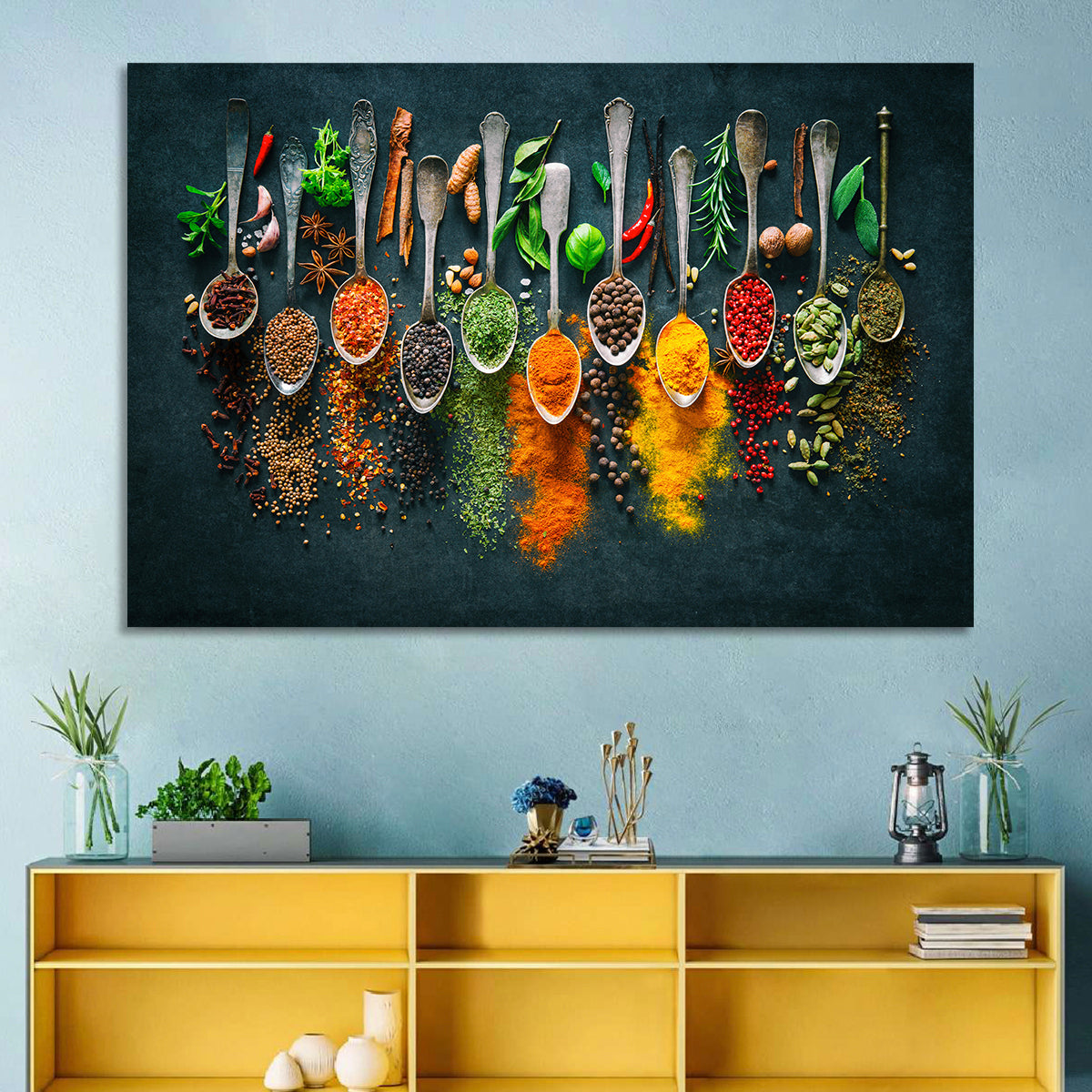 Assorted Spices and Spoons Wall Art