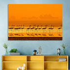 Flamingo Line at Golden Hour Wall Art