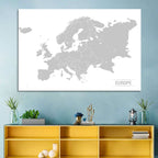 Gray Europe Outline Map Wall Art
