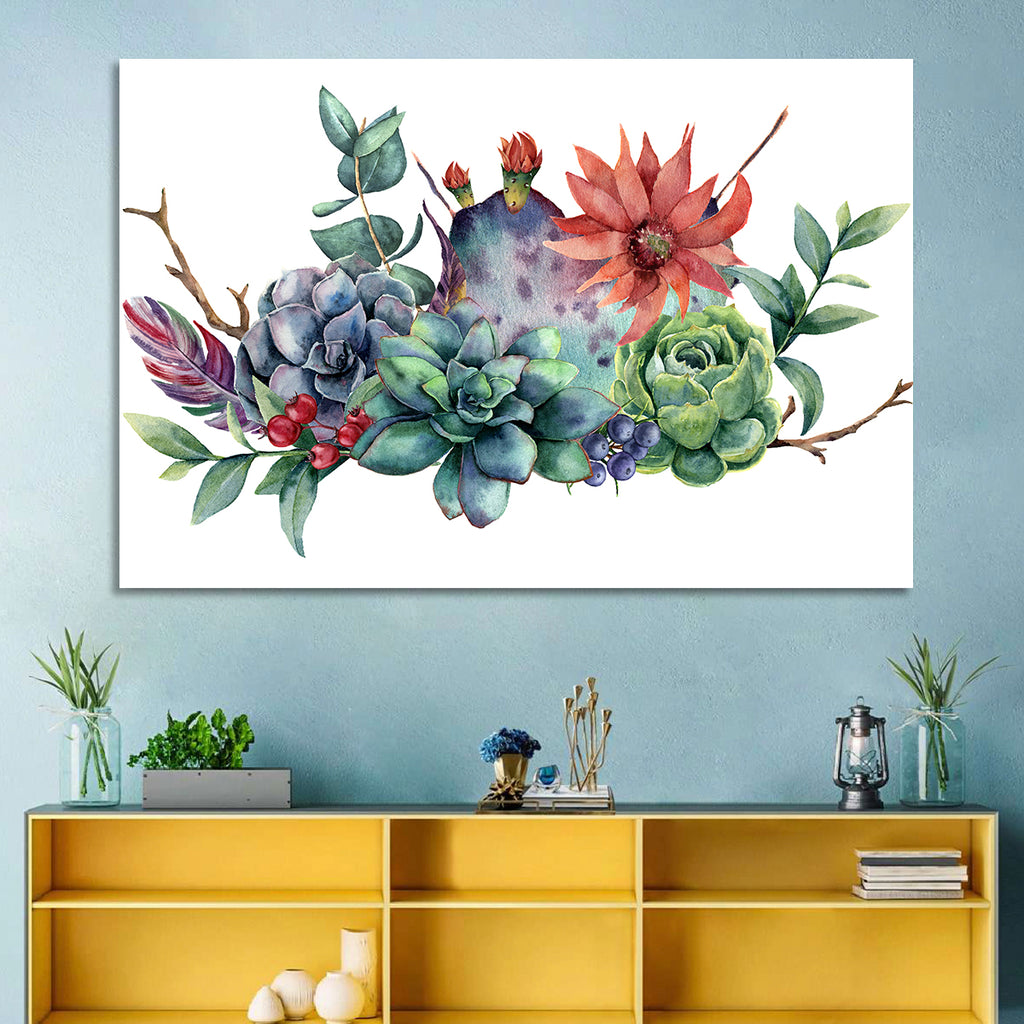 Succulent and Cactus Bouquet Wall Art