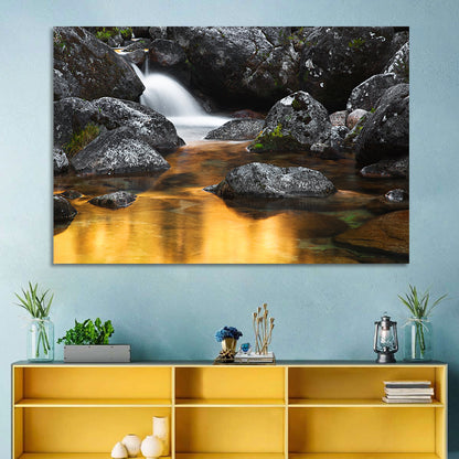 Golden Stream Waterfall Wall Art