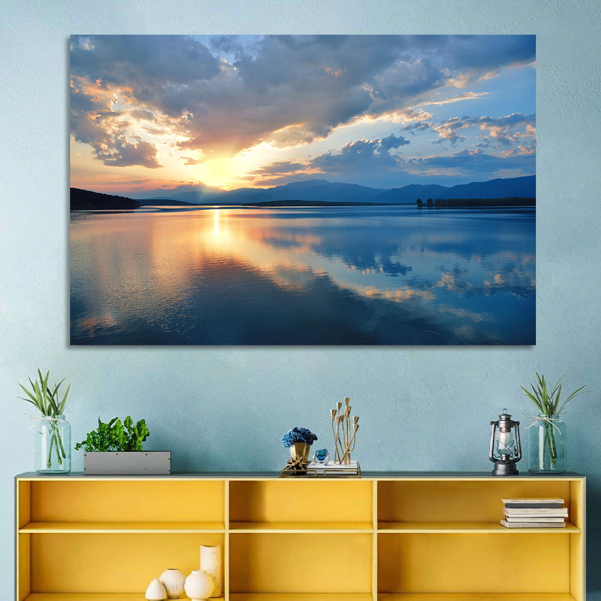 Golden Hour Lake Reflection Wall Art