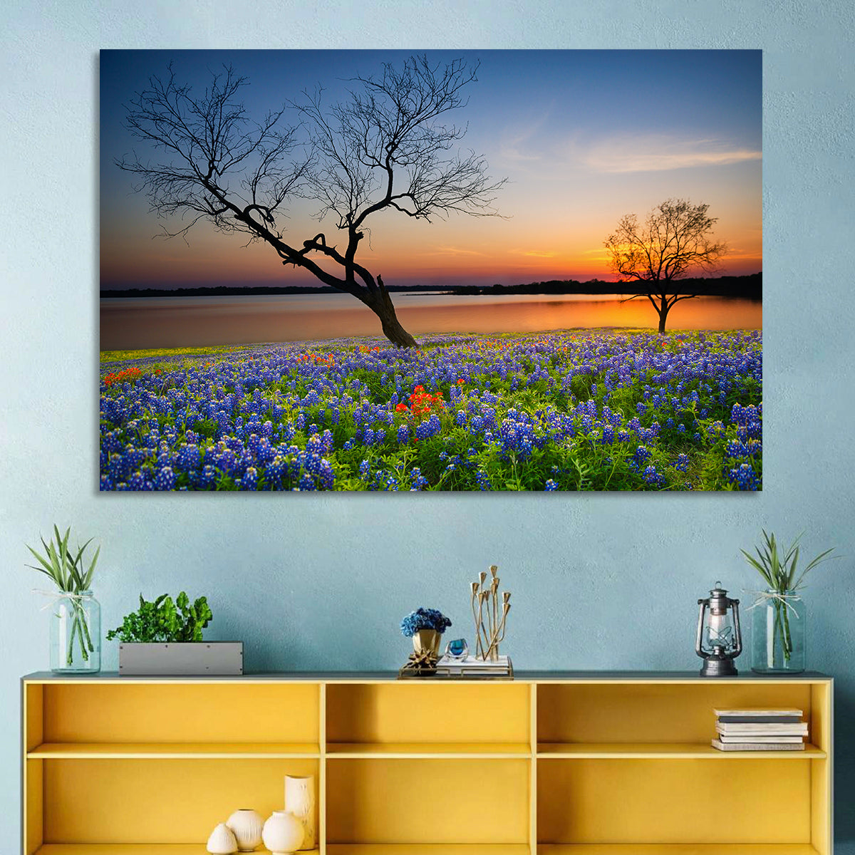 Texas Bluebonnet Sunset Wall Art