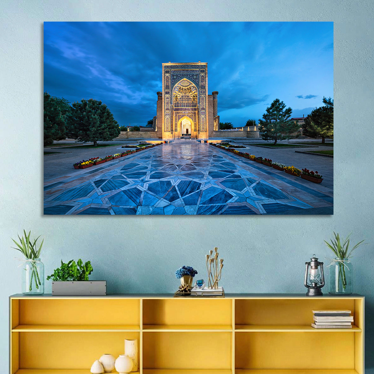 Gur-e-amir Twilight Entrance Wall Art in a room, landscape