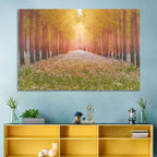 Golden Morning Forest Path Wall Art