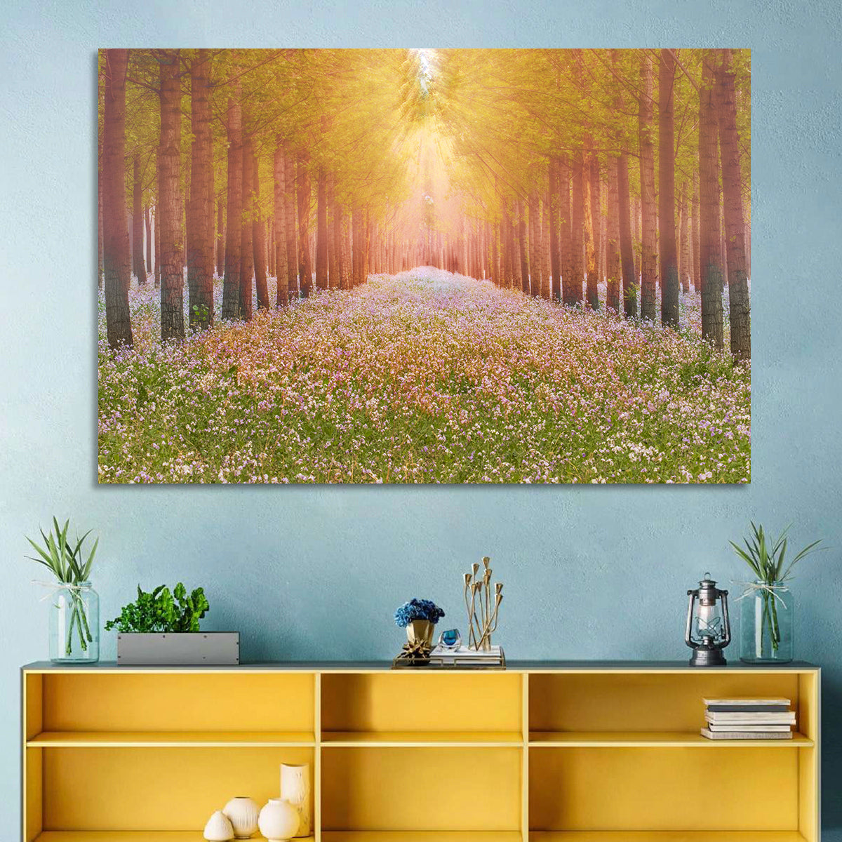 Golden Morning Forest Path Wall Art