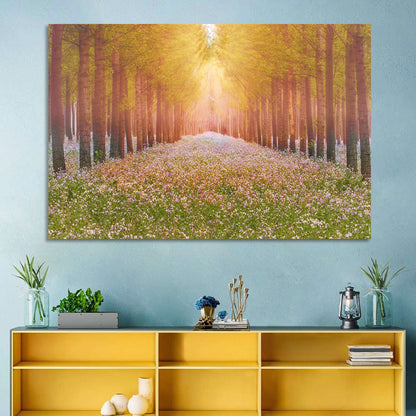 Golden Morning Forest Path Wall Art