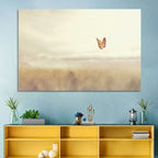 Monarch Over Beige Field Wall Art