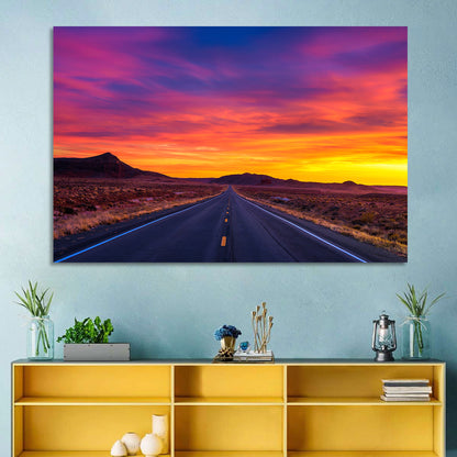 Infinite Desert Road Sunset Wall Art