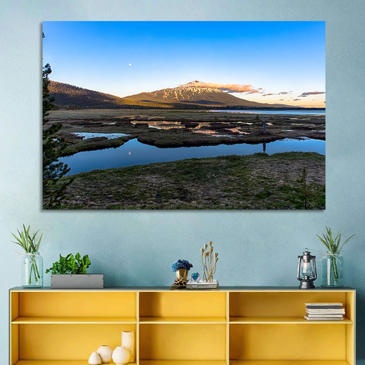 Mount Bachelor Moonlit Sunset Wall Art