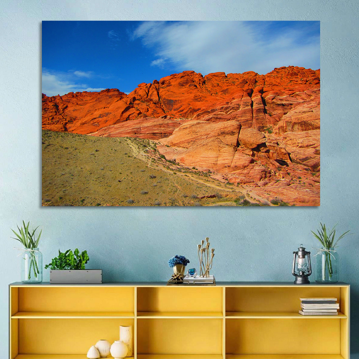 Red Rock Canyon Trail Wall Art in a room, landscape