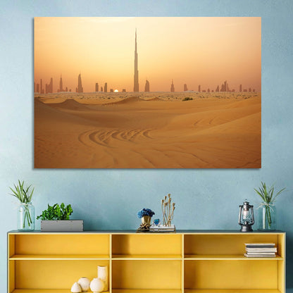 Dubai Skyline at Sunset Wall Art