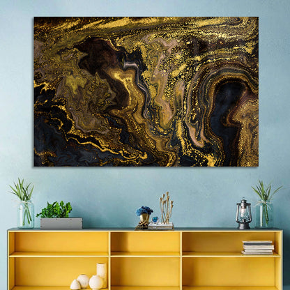 Black and Gold Marble Abstraction Wall Art