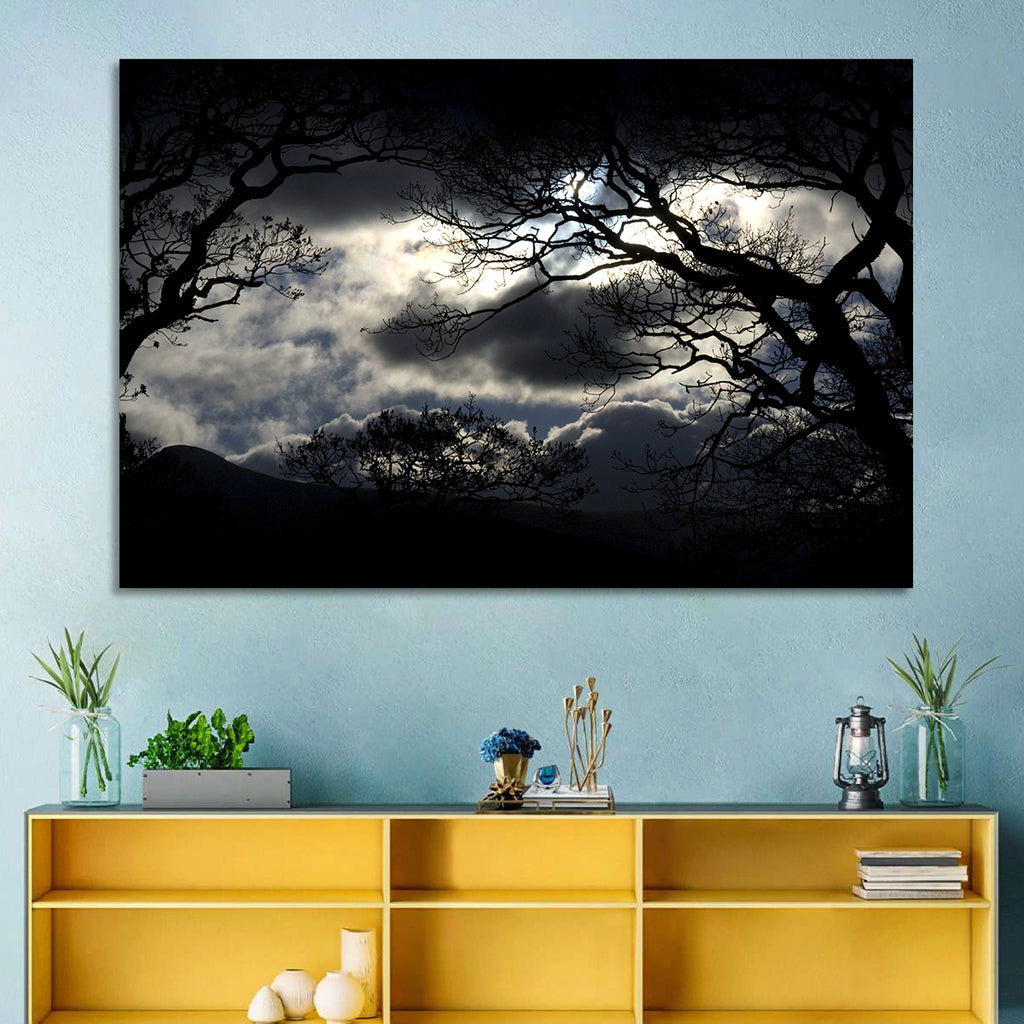 Storm Clouds Over Silhouetted Trees Wall Art