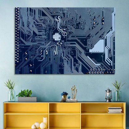 Blue Circuit Board Wall Art