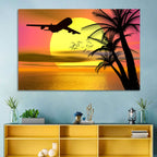 Wide-body Airplane Over Caribbean Dusk Wall Art