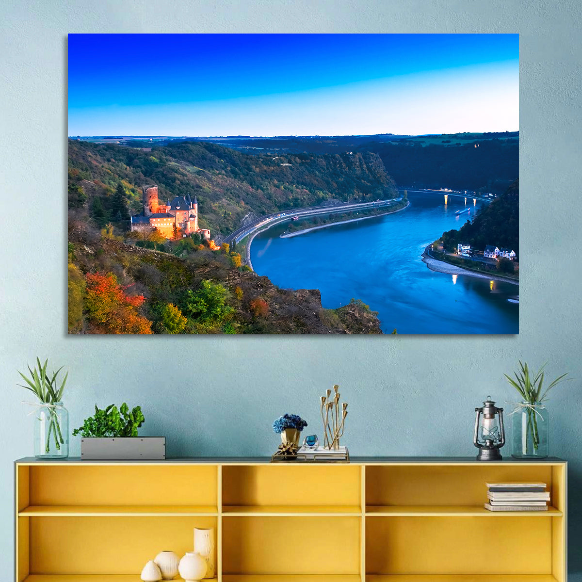 Rhine Valley at Dusk Wall Art in a room, landscape