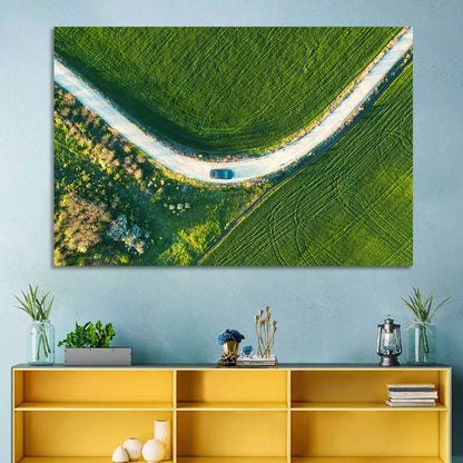 Aerial Farm Fields at Golden Hour Wall Art