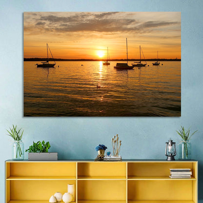 Lake Mendota Golden Sailboats Wall Art