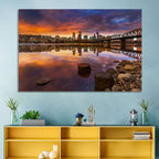 Portland Skyline at Sunset Wall Art