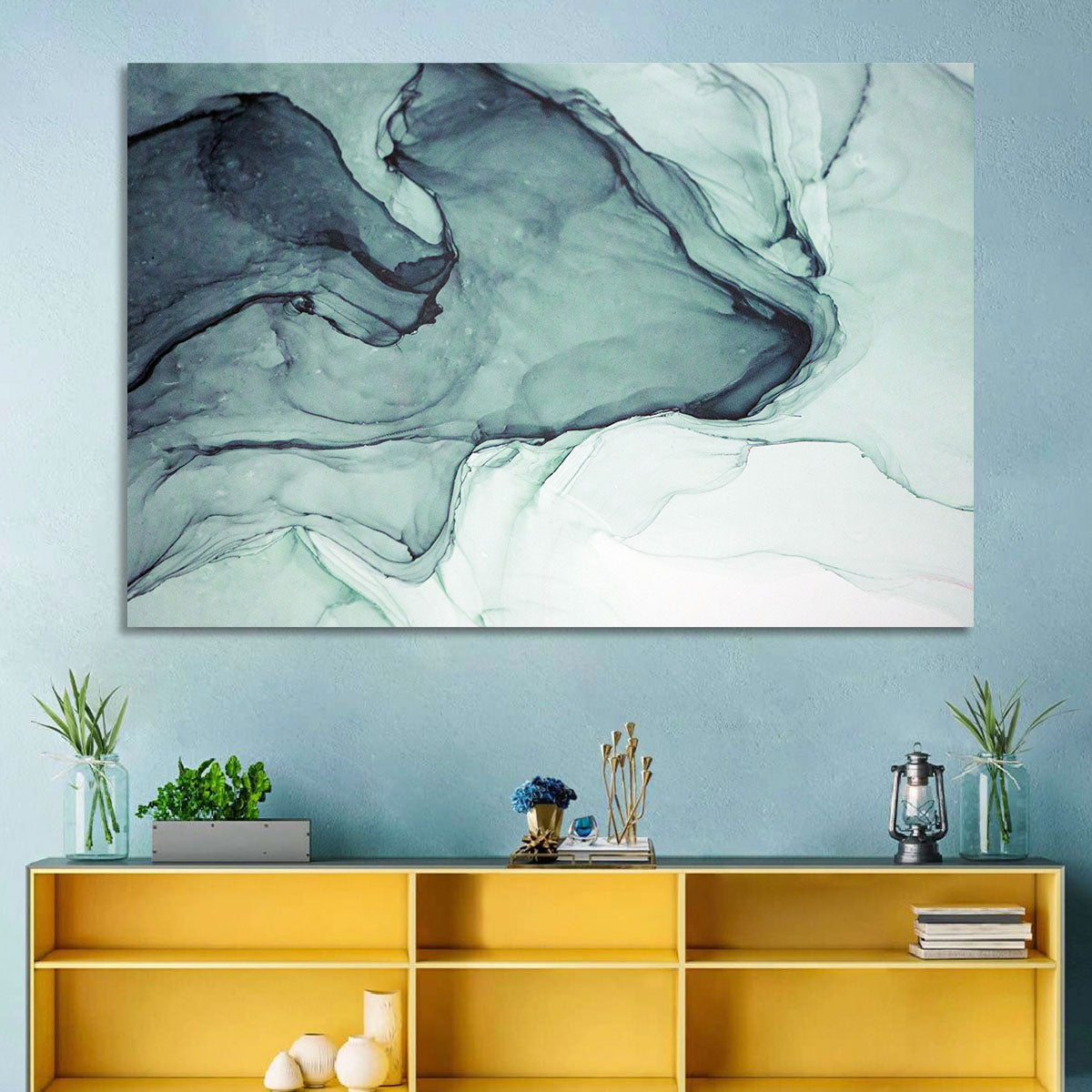 Shades of Gray Wall Art in a room, landscape
