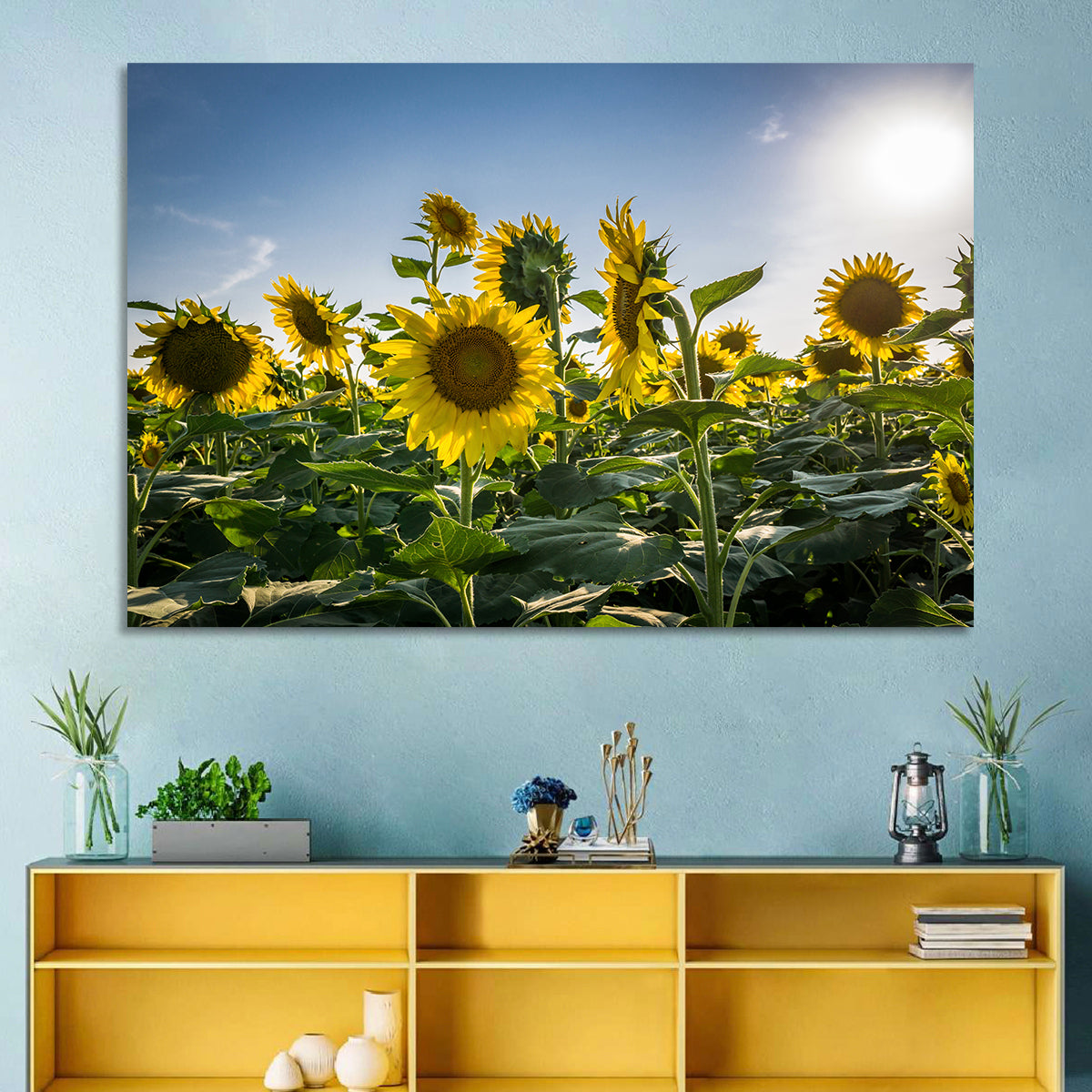 Backlit Sunflower Field Wall Art