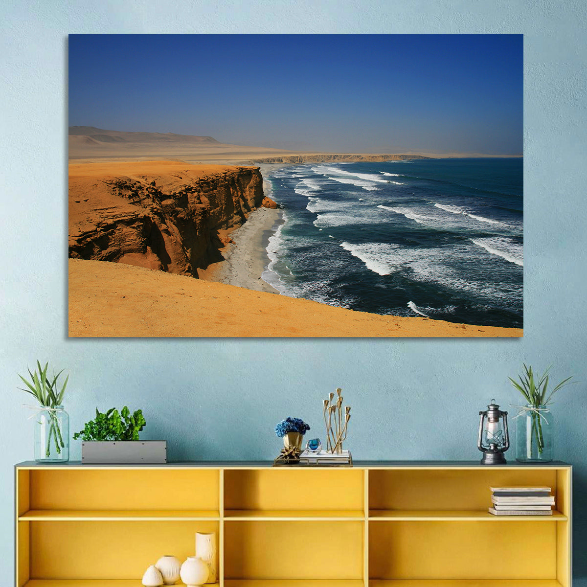 Red Cliffs of Paracas Wall Art in a room, landscape