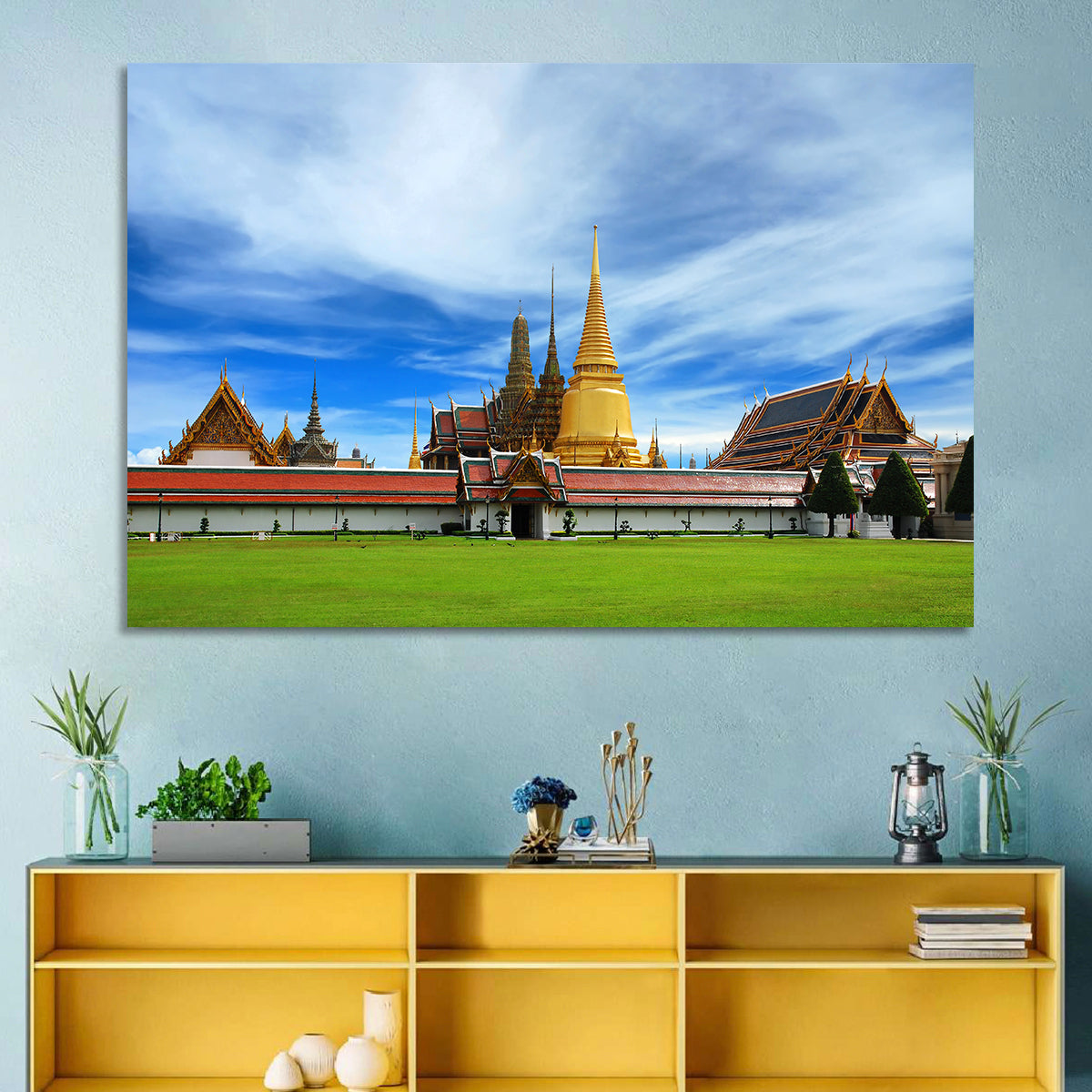 Golden Stupa at Wat Phra Kaew Wall Art in a room, landscape