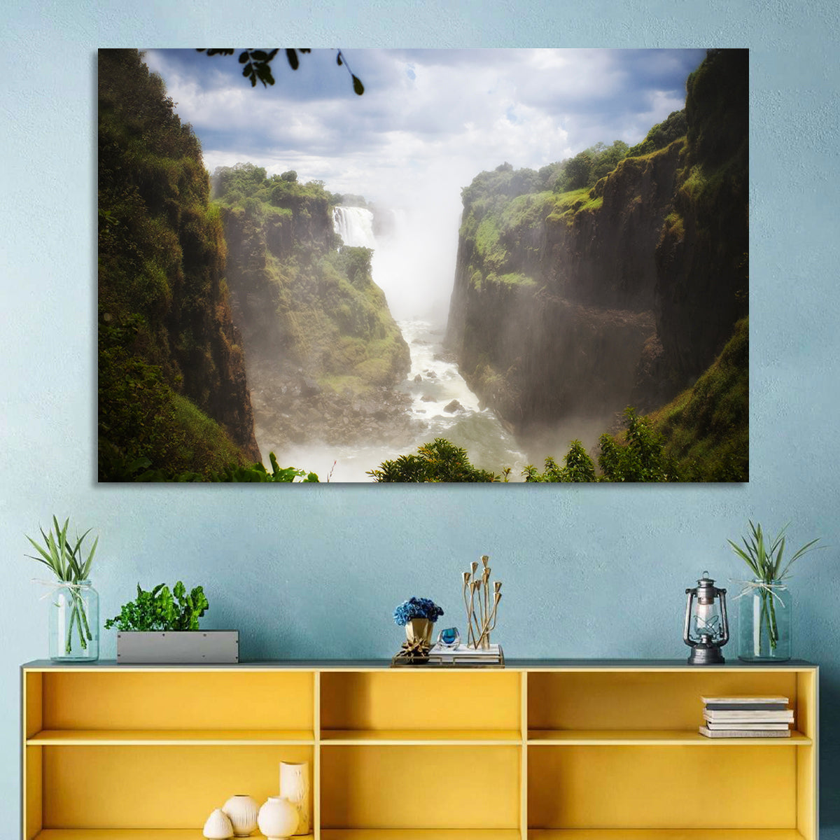 Victoria Falls Zambezi Gorge Wall Art in a room, landscape