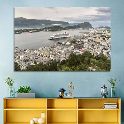 Alesund Harbor Cityscape Wall Art