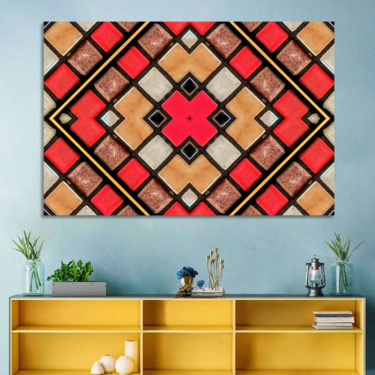 Connected Blocks Wall Art in a room, landscape