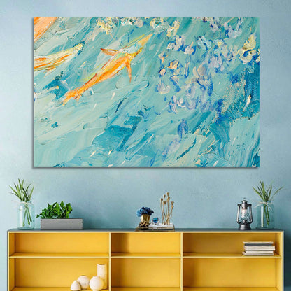 Koi in Blue Abstract Wall Art