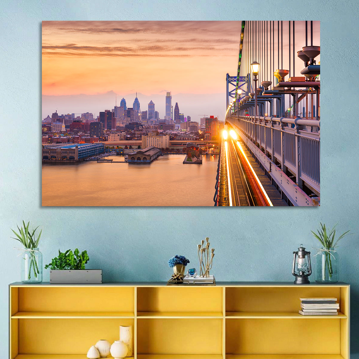 Benjamin Franklin Bridge, Philadelphia Wall Art in a room, landscape