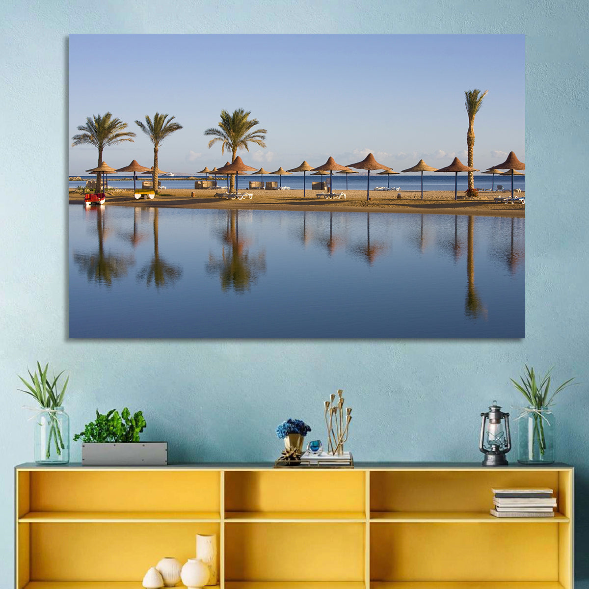Hurghada Beach Seascape Wall Art in a room, landscape