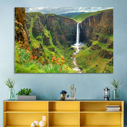 Maletsunyane Falls with Torch Lilies Wall Art