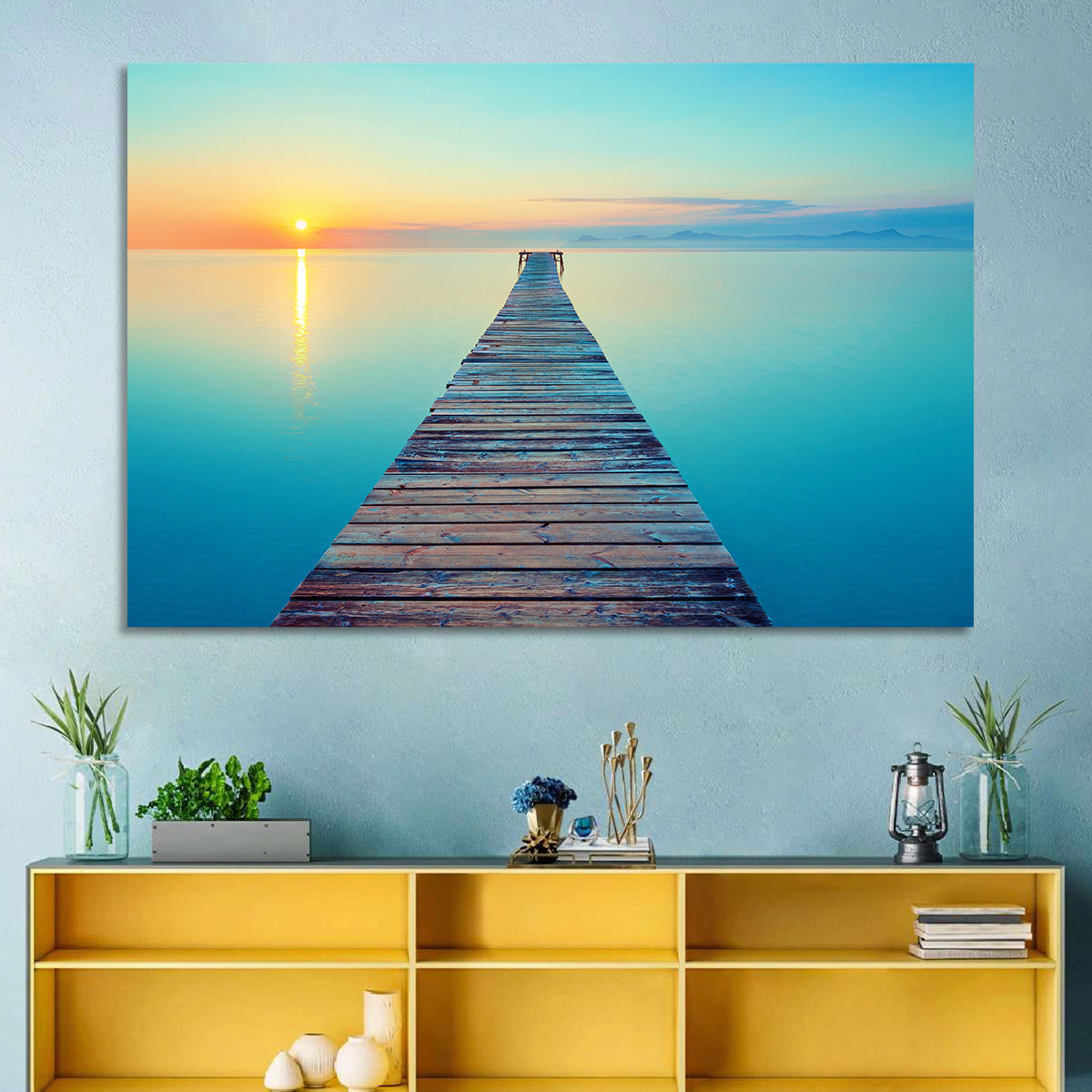 Wooden Footbridge at Sunset Wall Art
