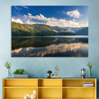 Golden Mist Mountain Lake Wall Art