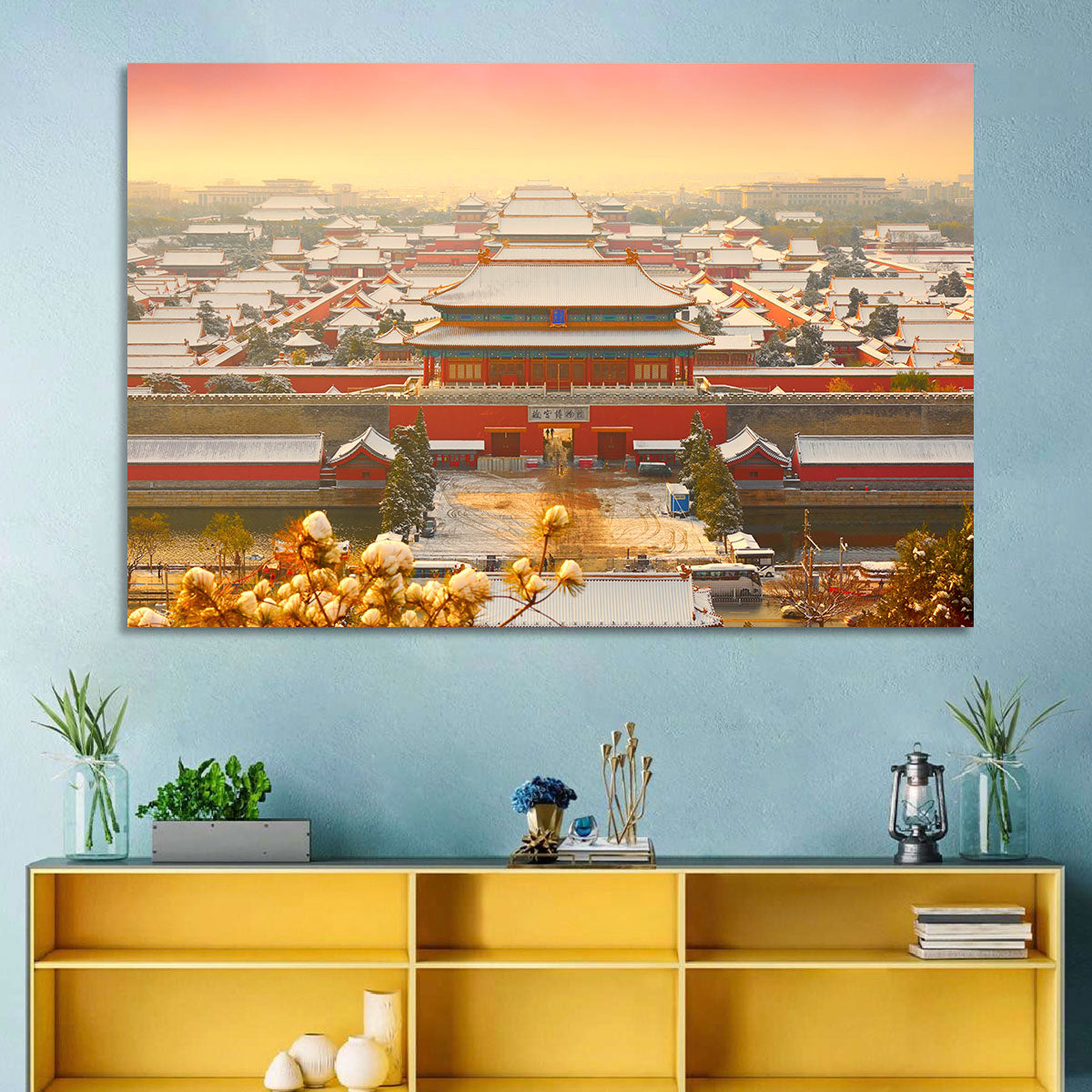 Forbidden City Gateway at Golden Hour Wall Art in a room, landscape