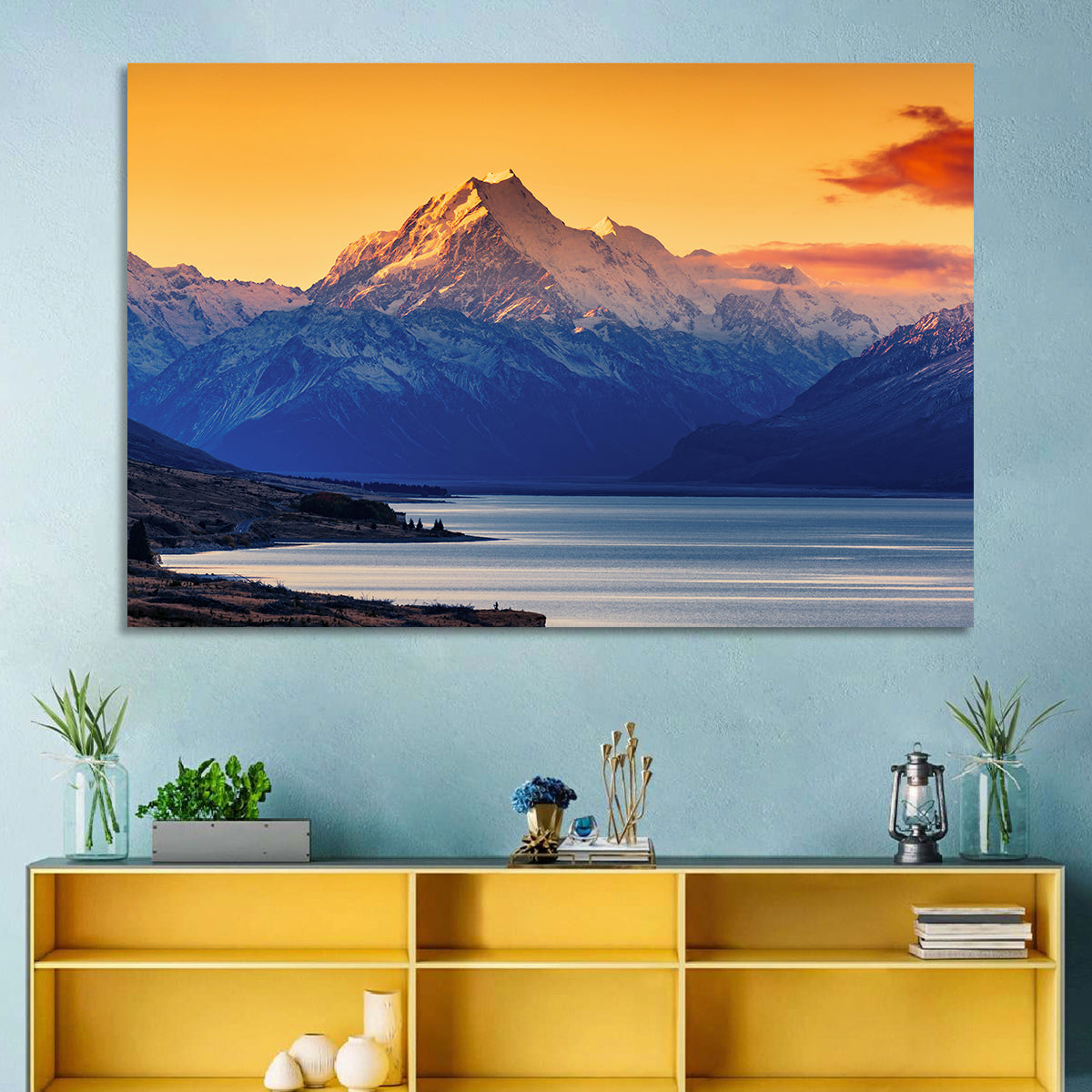 Aoraki Mount Cook Over Lake Pukaki Wall Art